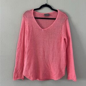 Wooden Ships Paola Buendia Pink Open Knit Sweater S/M Lightweight Coastal